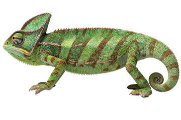 Obraz premium Green Chameleon with Brown Stripes Closeup