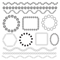 Set of black line art frames