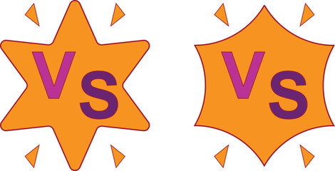 Versus Comparison Badge Star And Shield Shape Flat Vector Illustration