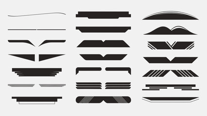 Minimalist graphic design elements collection in black on a light gray background