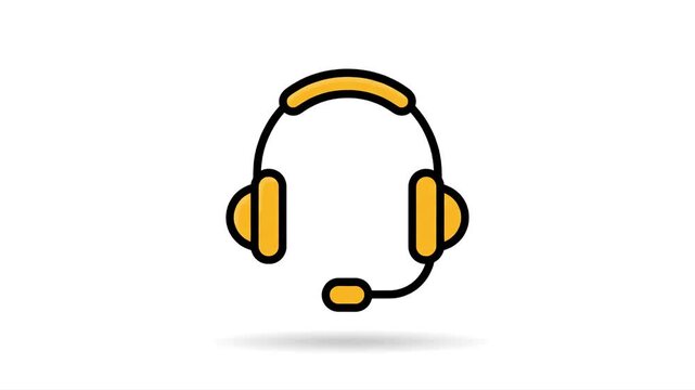 online support headset a clean minimal animated icon Flat 2D vector outline illustration Clean solid background