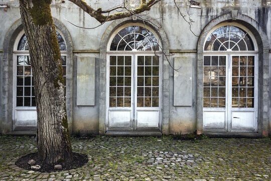 Detail of an outbuilding in the Annevoie castle garden, Ch&acirc;teau d'Annevoie, municipality of Anh&eacute;e, province of Namur Wallonia, Belgium