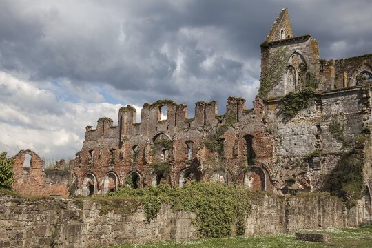 Ruins of the former abbey of Aulne, Abbay d'Aulne, near Thuin, province of Hainaut, Belgium