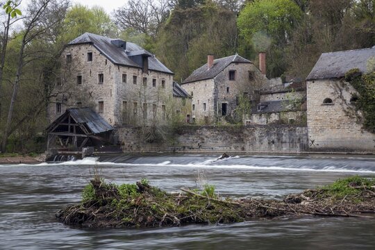 Old mill on the river Lesse near Ch&acirc;teau de Walzin, Namur province, Dinant region, Belgium