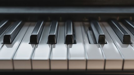 The Piano Keys Close-Up Showing Sleek Black and White Musical Instrument Detail