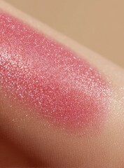 Fototapeta premium Shimmering pink cosmetic swatch on light skin