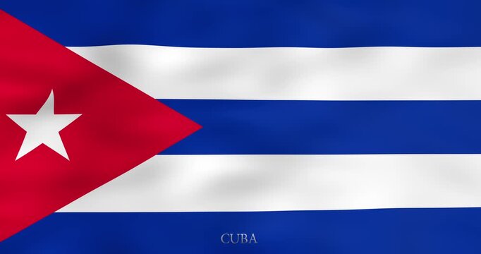 Cuba Flag Realistic Waving Animation with Text CUBA