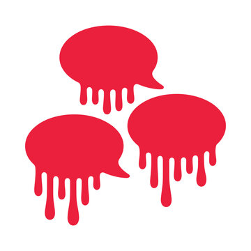 Red speech bubbles with drips isolated on white background icon