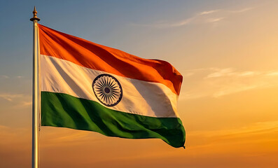 Indian Flag Symbolizing Freedom Republic Independence Day