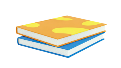 Stack of Two Books: Orange with Yellow Pattern and Blue