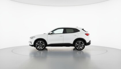 A silver luxury SUV model sits as a toy vehicle on a vector design background to represent a fast driving car insurance and auto road crash concept