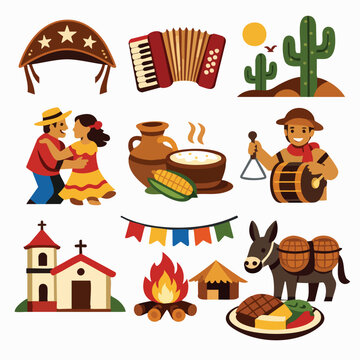 Nordest Roots &ndash; Brazilian Northeast Flat Vector Culture Set