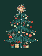 Christmas and New Year Greeting Cards. Vector illustration concepts for background, greeting card, party invitation card, website banner, social media banner, marketing material.
