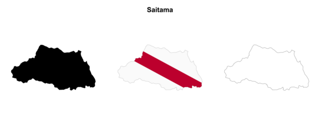 Transparent Saitama prefecture outline map set