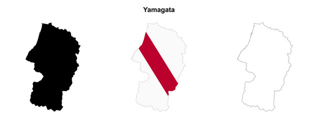 Transparent Yamagata prefecture outline map set