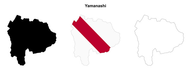 Transparent Yamanashi prefecture outline map set