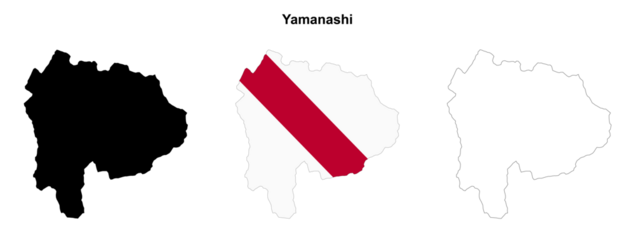 Transparent Yamanashi prefecture outline map set