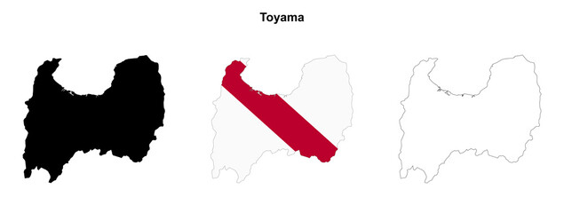 Transparent Toyama prefecture outline map set