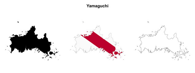 Transparent Yamaguchi prefecture outline map set
