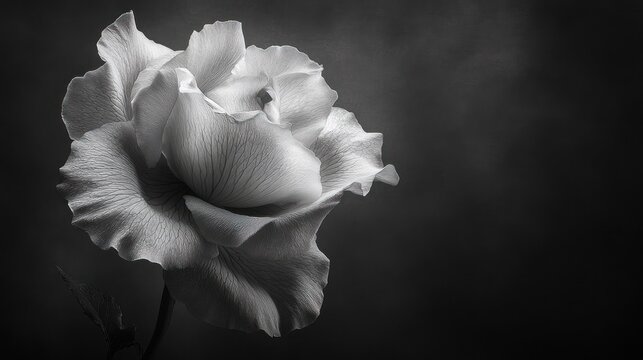 Close-up grayscale rose, soft lighting