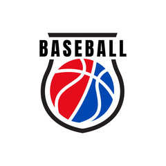 Basketball Tournament Logo Emblem with Red Blue Ball