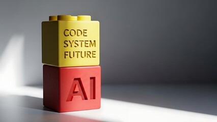 Conceptual rendering illustrates artificial intelligence as the foundational element supporting the necessary code structure and robust system architecture defining the technological future.