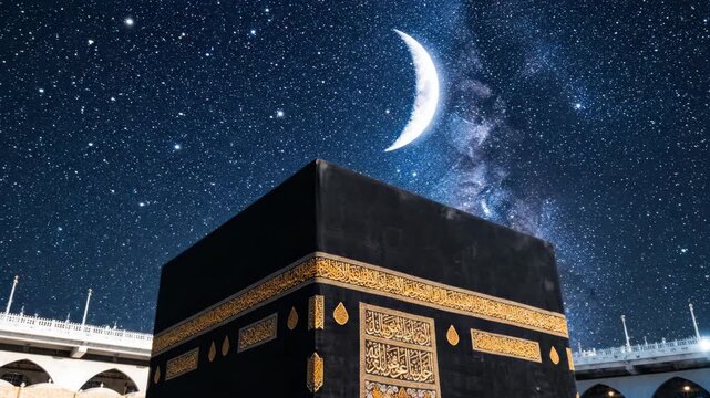 Glowing stars and a bright moon illuminate the City of London and Big Ben against a dark blue winter night sky in this abstract holiday landscape illustration