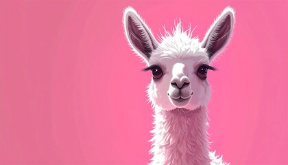 Obraz premium Lama vor einem rosa Hintergrund mit Platz für eigenen Text