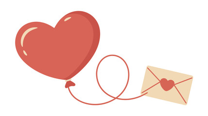 Heart shaped balloon attached to envelope Vector