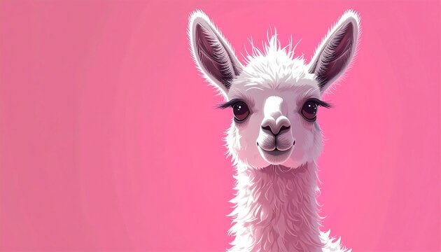 Lama vor einem rosa Hintergrund mit Platz f&uuml;r eigenen Text