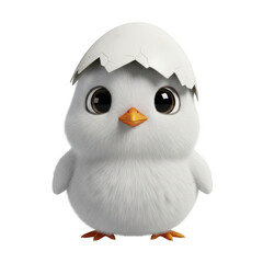 Obraz premium Cute baby owl hatching from egg with cracked shell isolated on transparent background