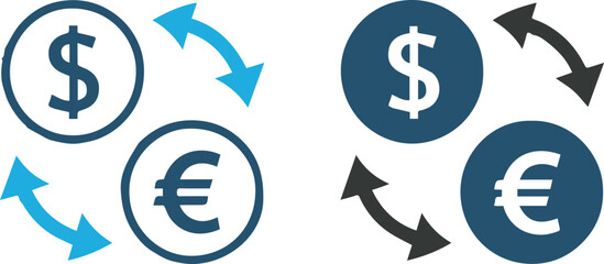currency exchange icons dollar to euro circular arrows vector