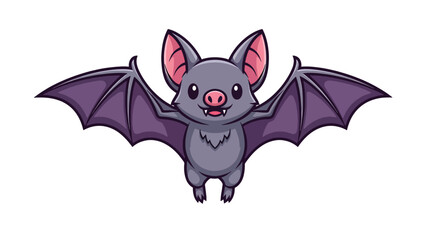 Obraz premium Cute little bat cartoon flying happily.