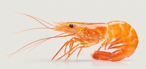 The Shrimp Cooked and Isolated on White Background in Closeup for Culinary Use
