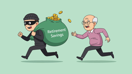 Thief Stealing Retirement Savings from a Elderly Man.