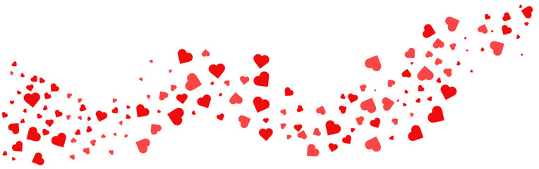 Valentines day decorative heart trail vector. wave of red hearts confetti for love concept Romantic Heart Flow or Wave Pattern. Abstract Wedding and Valentine Celebration Border © Alehandro