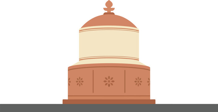Ancient Buddhist Dhamek Stupa monument in Sarnath Varanasi featuring cylindrical stone structure with floral carvings representing famous holy spiritual heritage site of incredible India.