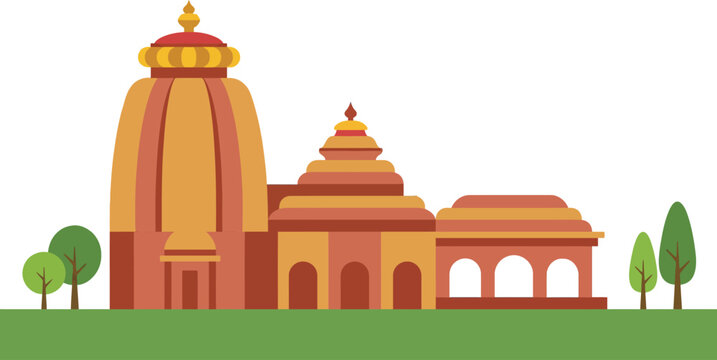 Ancient hindu temple complex featuring traditional indian religious architecture with sacred towers and mandapa halls representing historic cultural heritage and spiritual landmark site.