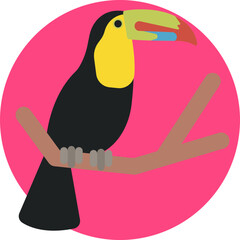 Fototapeta premium A stylized toucan icon representing Ecuador’s rich rainforest wildlife and tropical biodiversity.