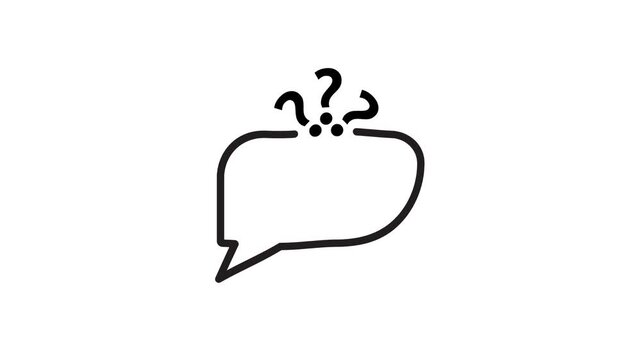 message box shape animation. question mark, thinking box