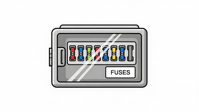 Fuse Box with Blown Fuse Illustration.