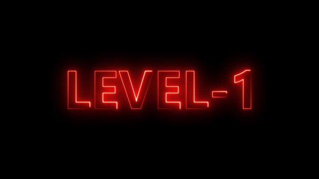 level 1 neon bright text font colorful 4k video animation.
