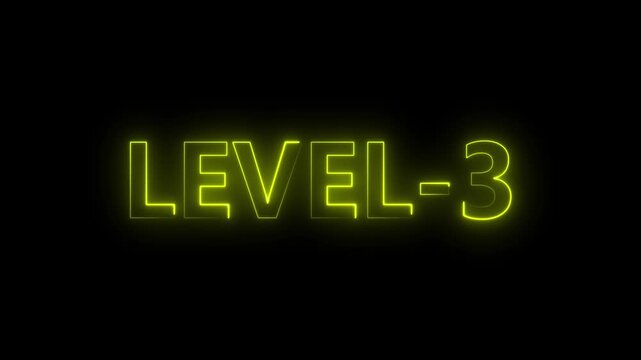 level 3 neon bright text font colorful 4k video animation.