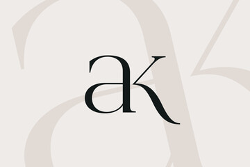 AK or KA letter logo icon design. Classic style luxury initials monogram.