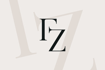 FZ or ZF letter logo icon design. Classic style luxury initials monogram.