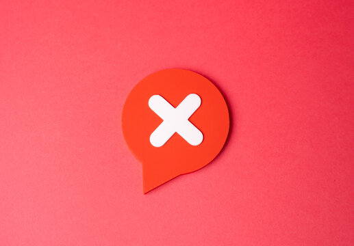 Negative response. Comment with refusal. Prohibition and restrictions. Rejection symbol, limitation notice and denied approval. Moderation concept, access control and regulatory or policy enforcement.