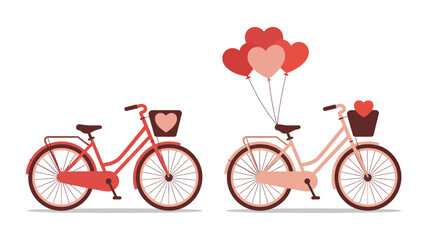 Fototapeta premium Valentine's day bicycles with heart balloons Vector