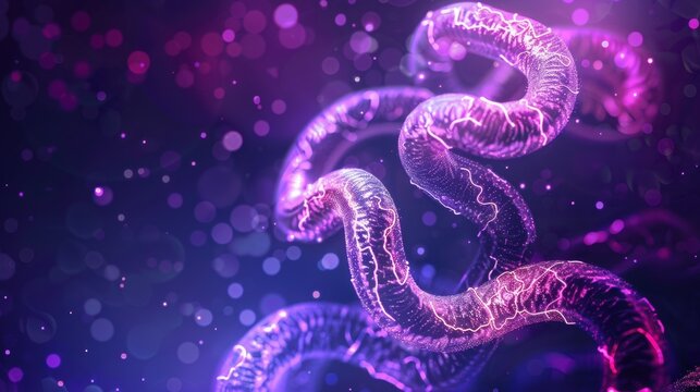 Ebola Virus Microscopic Structure Scientific Illustration: Filamentous Virion Morphology, Glycoprotein Spikes and Viral Envelope Details for Virology Research