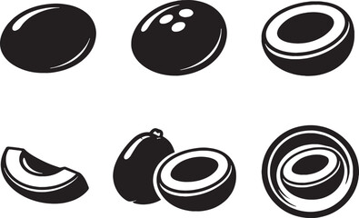 Coconut fruit icon bundle silhouette set