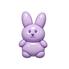 Fototapeta premium Cute 3D purple cartoon bunny rabbit character smiling isolated on transparent background